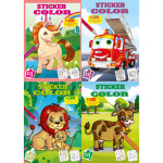 colour & sticker book 16 pgs - 4 asstd