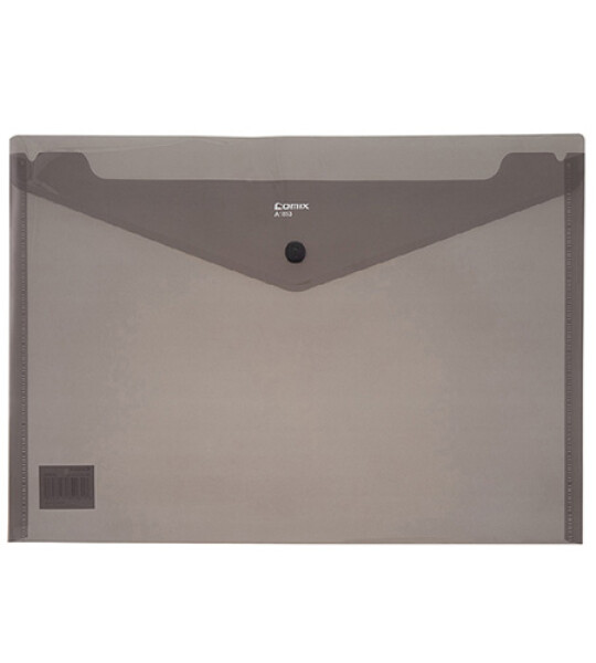 BUTTON ENVELOPE A4 TRSP PLASTIC - BLACK