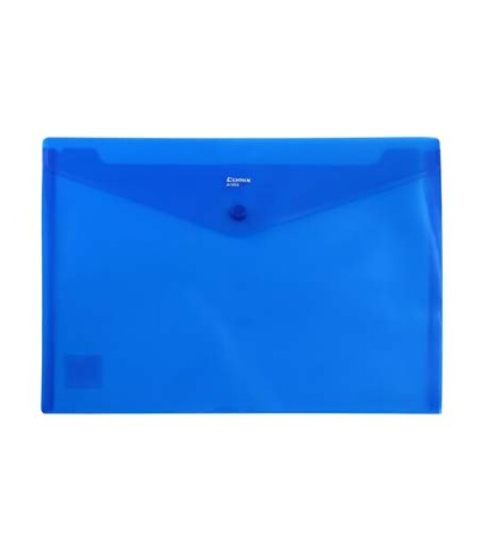 BUTTON ENVELOPE A4 TRSP PLASTIC - BLUE