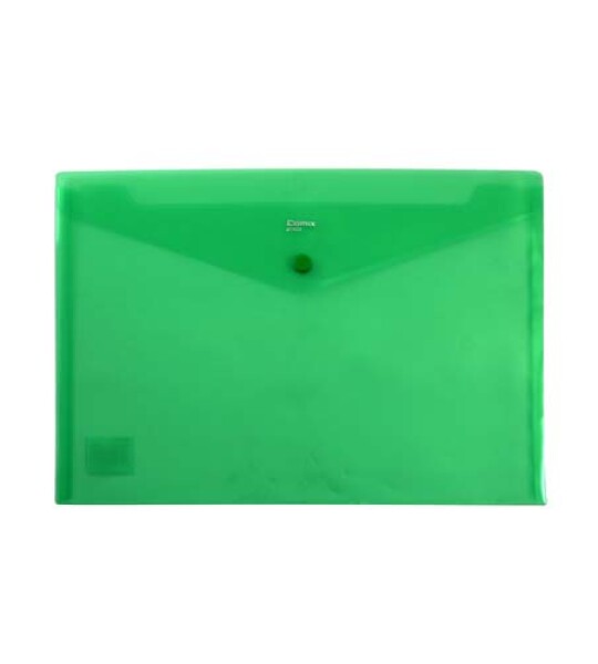 BUTTON ENVELOPE A4 TRSP PLASTIC - GREEN