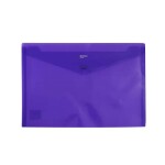 BUTTON ENVELOPE A4 TRSP PLASTIC - PURPLE