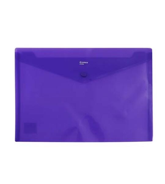 BUTTON ENVELOPE A4 TRSP PLASTIC - PURPLE