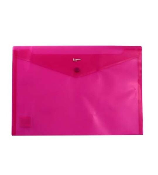 BUTTON ENVELOPE A4 TRSP PLASTIC - RED