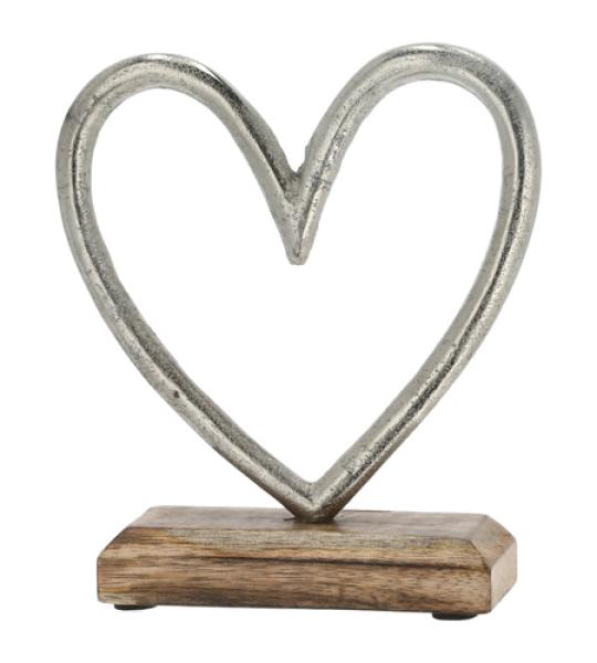 heart on wood silver 15cm