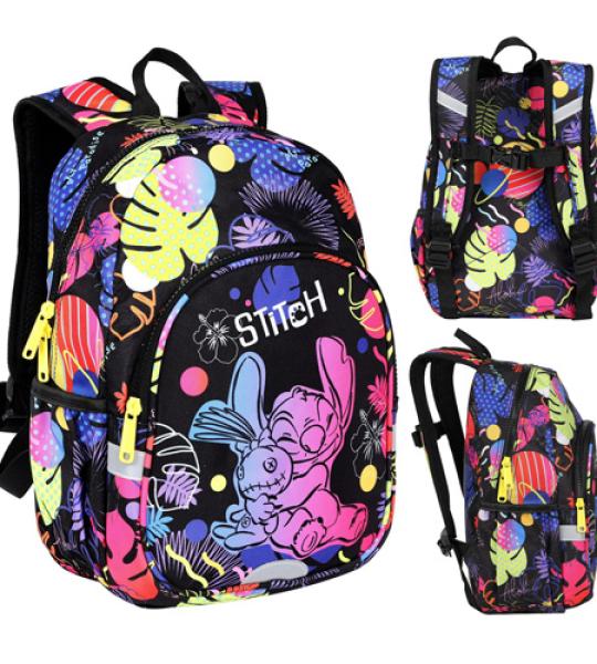 STITCH BLACK TOBY JUNIOR BACKPACK 2 ZIP