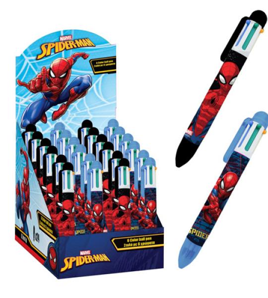 SPIDERMAN BALL PEN 6 COLOURS DISPLAY X24