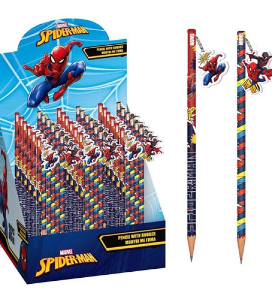 SPIDERMAN PENCIL WITH ERASER DISPLAY X36
