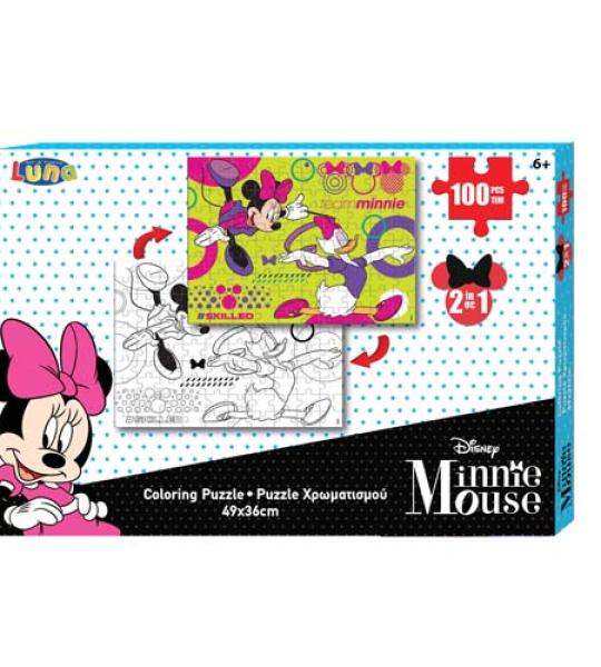 MINNIE COLORING PUZZLE 2SIDES 100PCS 49X