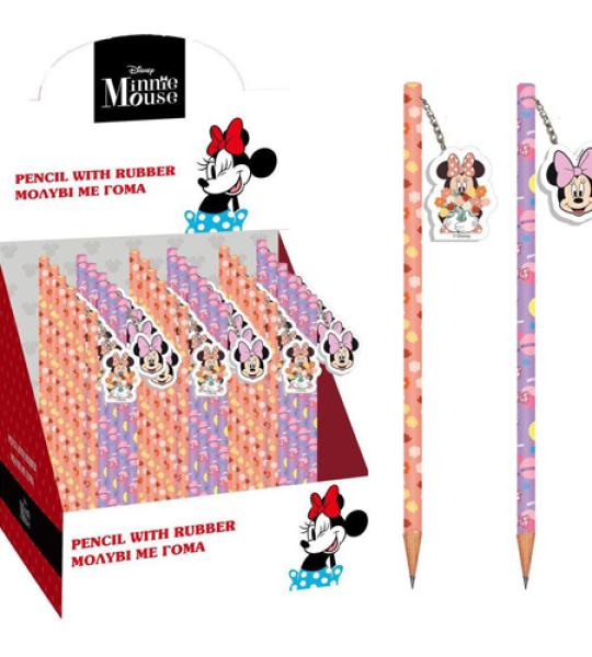 MINNIE PENCIL WITH ERASER DISPLAY X36