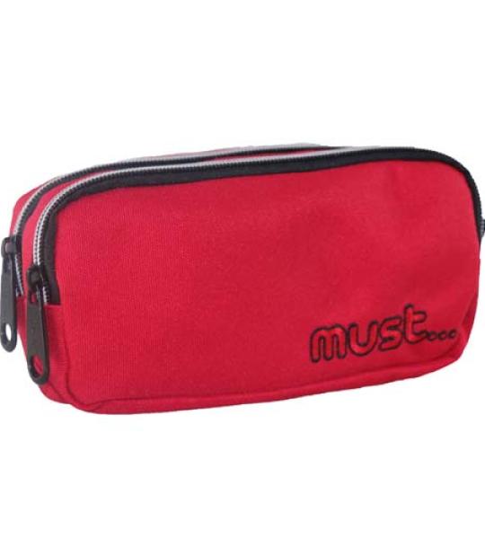 MUST MONOCHROME 2 ZIP PENCIL CASE RED