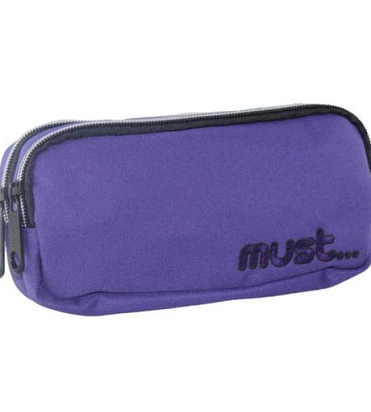 MUST MONOCHROME 2 ZIP PENCIL CASE PURPLE