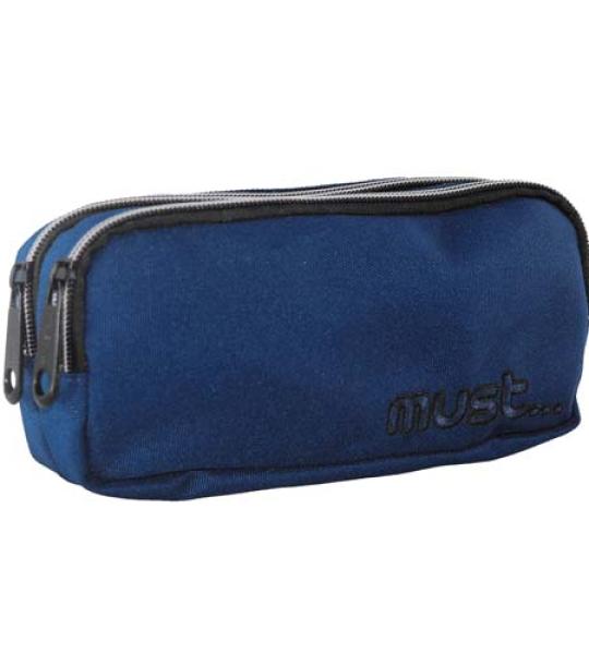 MUST PENCIL CASE MONOCHROME NAVY 2ZIP