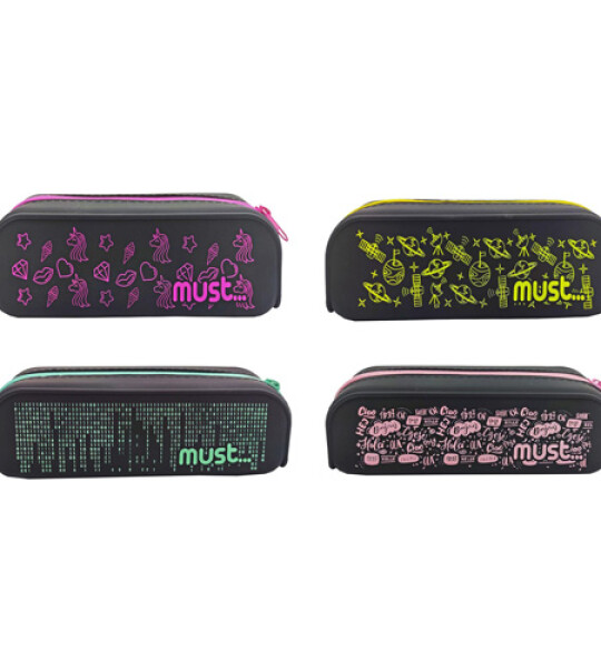 MUST SILICONE PENCIL CASE BLK 4 CLRS