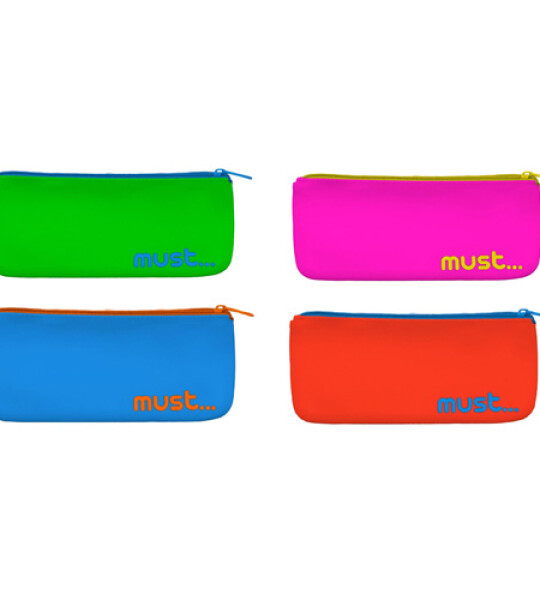 MUST SILICONE PENCIL CASE FLAT 4 CLRS