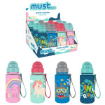 MUST WATER BOTTLE WITH STRAW 4 DESIGNS