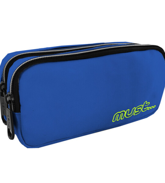 MUST PENCIL CASE MONOCHROME 2ZIPPERS BLU