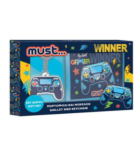 MUST GAMER WALLET + KEYCHAIN GIFT SET