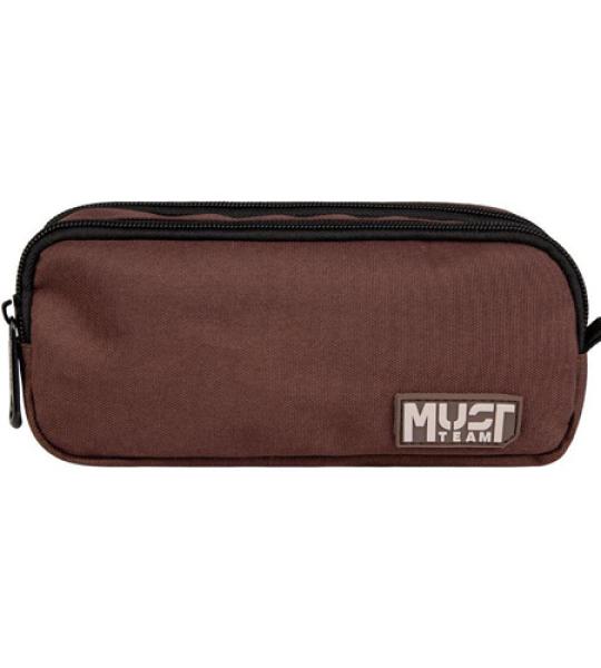 MUST MONOCHROME 2 ZIP PENCIL CASE BROWN