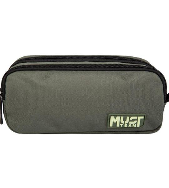 MUST MONOCHROME 2 ZIP PENCIL CASE GREEN