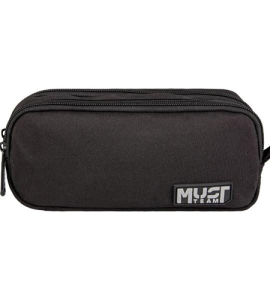MUST MONOCHROME 2 ZIP PENCIL CASE GREY