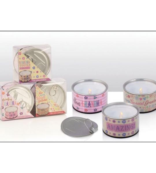 candles led pull ring tin - grandma