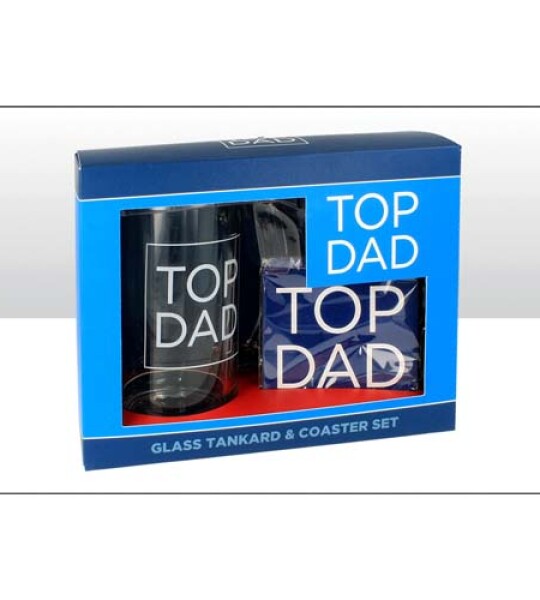 TANKARD GLASS + COASTER SET - TOP DAD