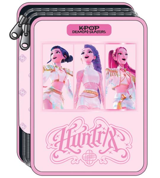 k-pop huntrix pencil case filled with 2
