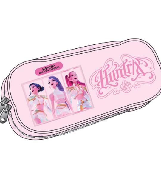 k-pop huntrix pencil case oval with 2 zi
