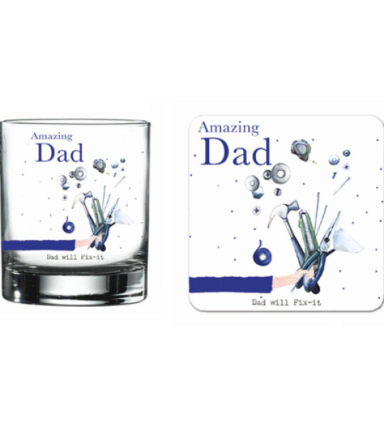 DAD GLASS AND COASTER SET