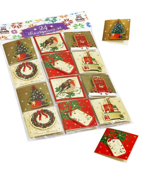 gift tags 3d christmas 24pcs asstd