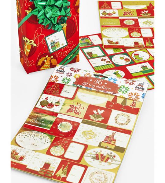 gift tags stickers christmas 36pcs asstd
