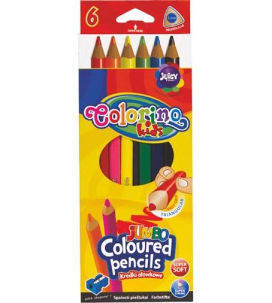 PENCIL COLOURS JUMBO LONG TRIANGULAR X 6