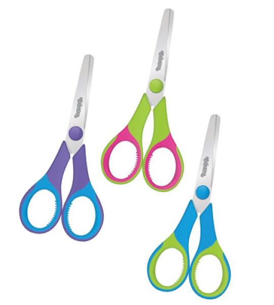 SCISSORS W/RUBBER HANDLE 13.8CM IN BLIST