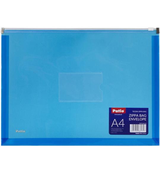 ENVELOPE ZIPPER PLASTIC WITH BADGE A4 BL