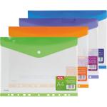 BUTTON ENVELOPE A4 PLASTIC PUNCHED BLUE