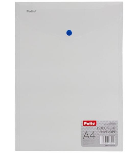 BUTTON ENVELOPE A4 - VERTICAL PLASTIC WH