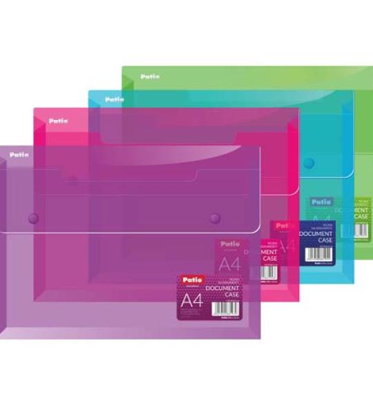 A4 DOCUMENT FOLDER+2 BUTTONS TRANS. PINK