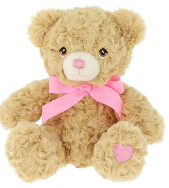 18cm keeleco bramble bear w/pink heart