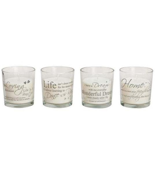 windlight slogan glass w/scented wax
