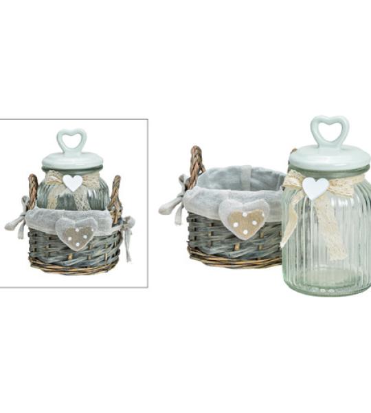 jar in woven basket 15cm