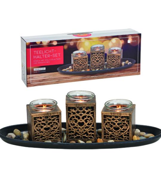tealight holder for 3 pcs black & gold