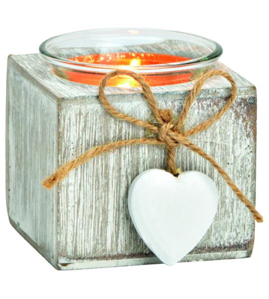 tealight holder grey wood 7cm